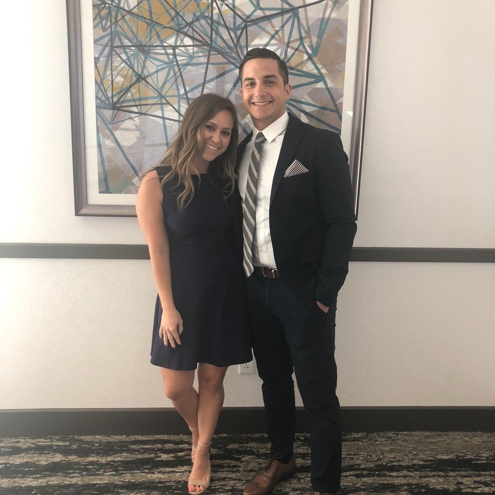 Francesca's Fit & Flare Navy Open Back Dress